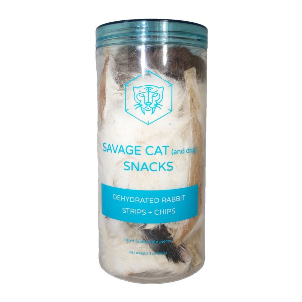 Savage Cat Dog Cat Dehydrated Rabbit Strips & Scalp Chips 3oz.