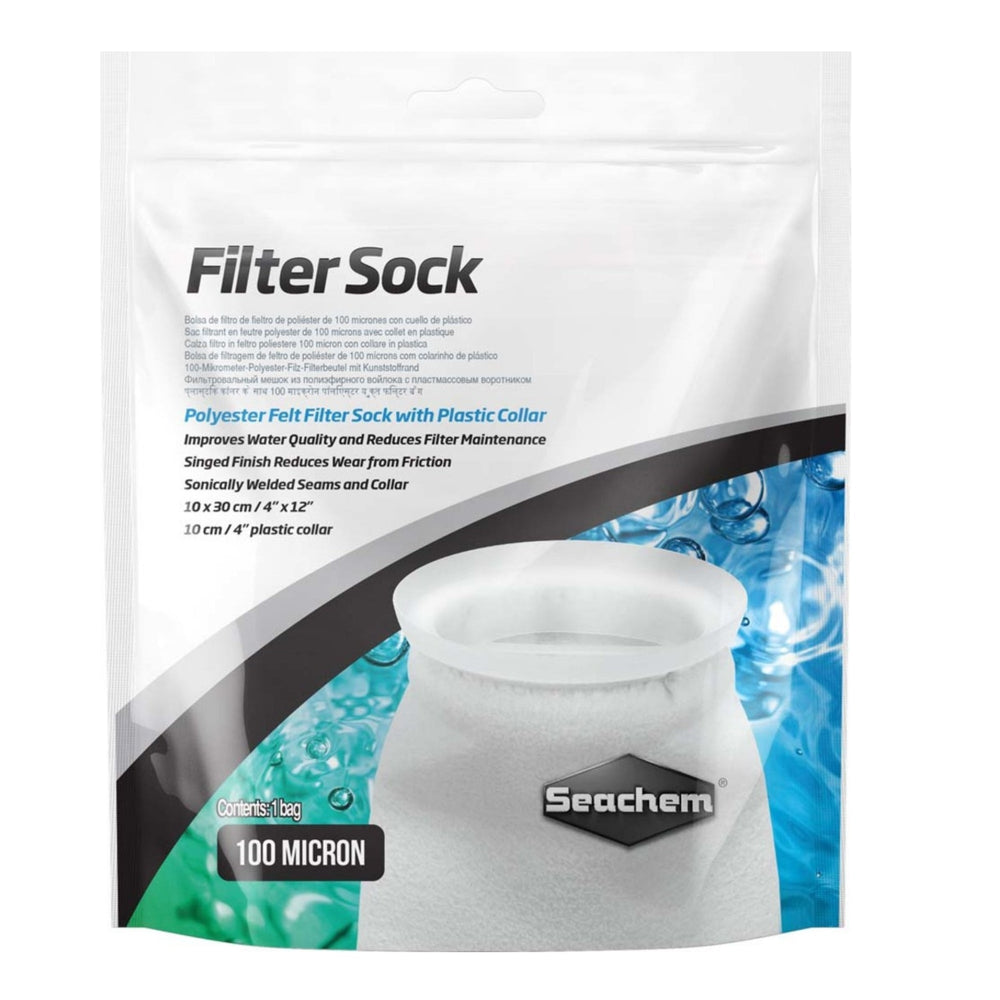 Seachem Laboratories Filter Sock with Plastic Collar White, 1ea/4In X 12 in, SM for your Pet Fish.