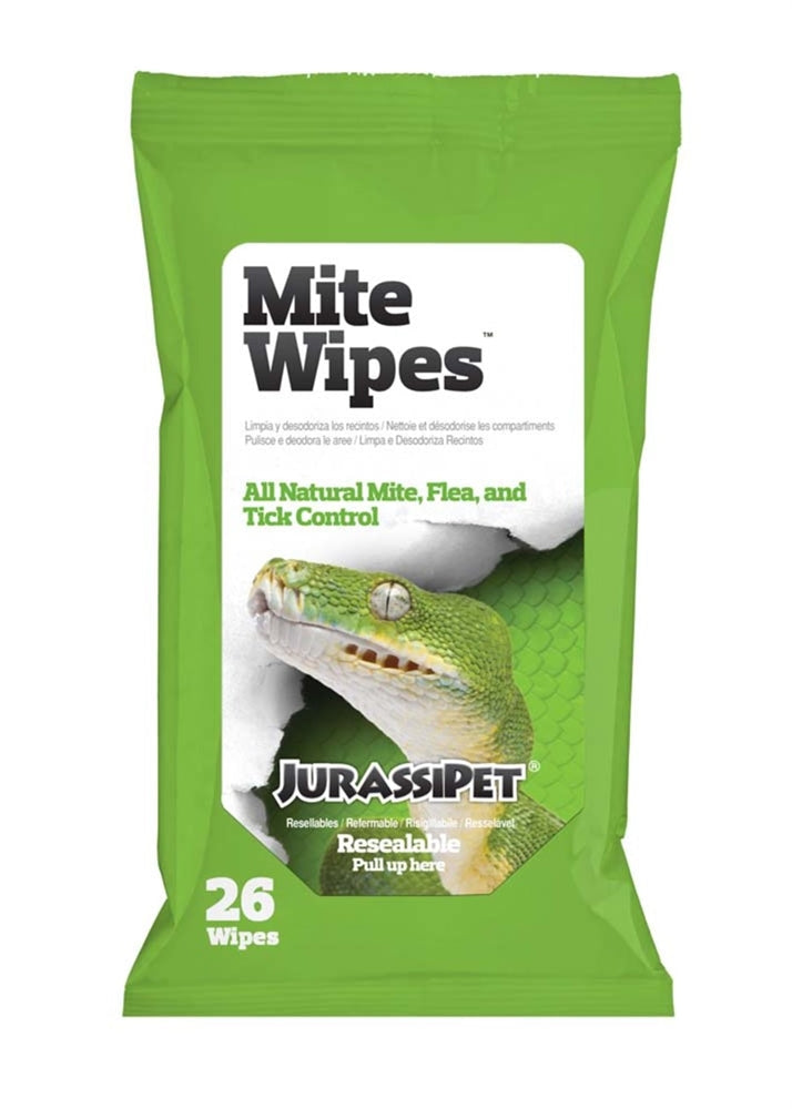 Jurassipet MiteWipes Mite, Flea and Tick Control 1ea/26 Wipes for your Pet Reptile with Pet Store X.