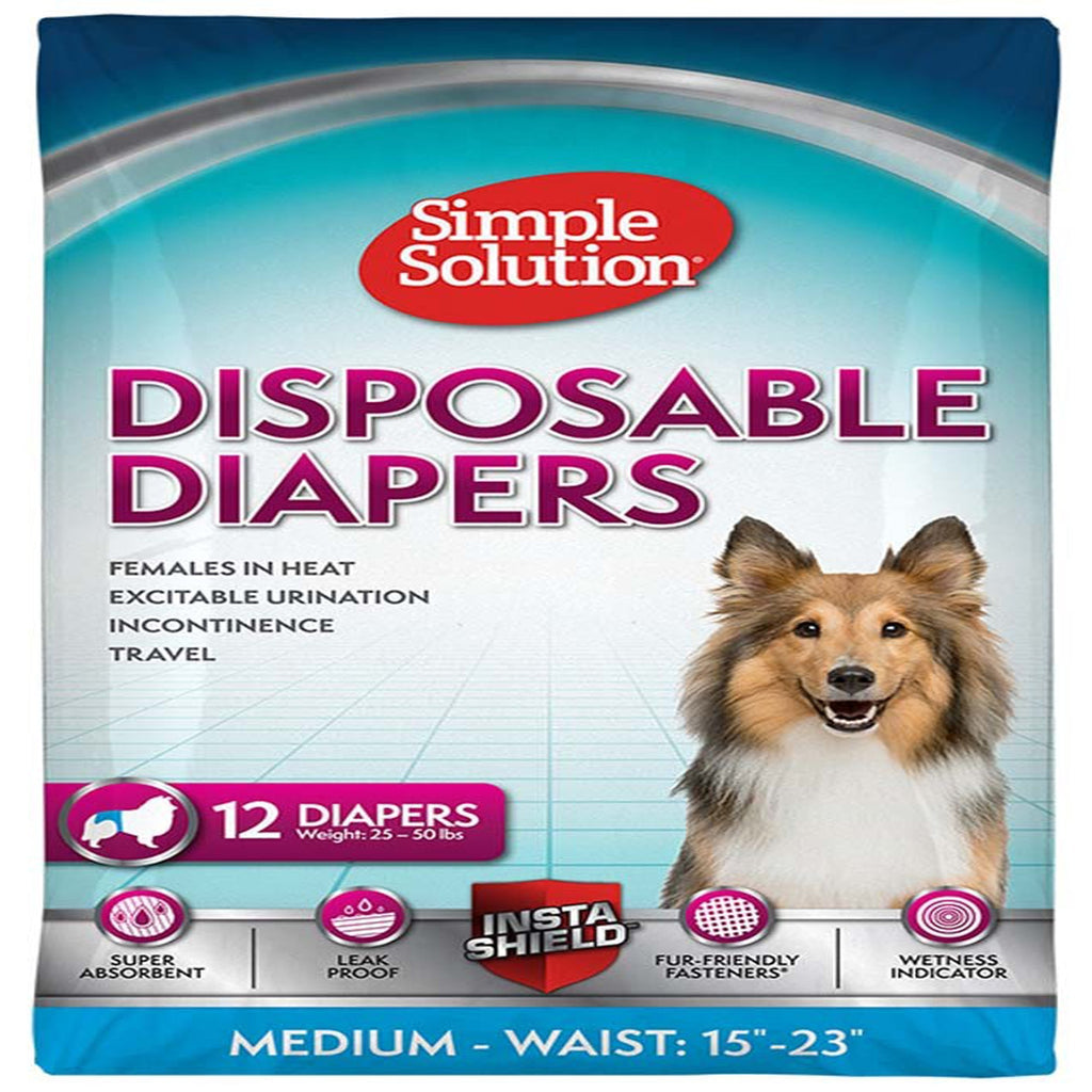 Simple Solution Disposable Diapers White 1ea/MD, 12 pk