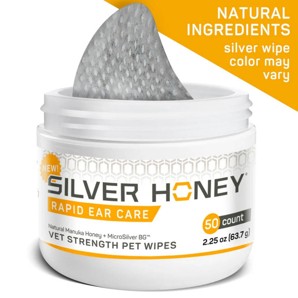 Silver Honey Rapid Ear Care Vet Strength Pet Wipes 50 Ct