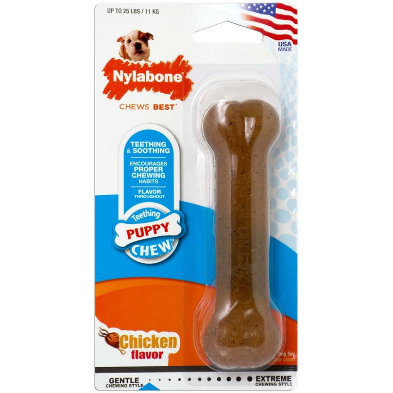 Nylabone Just for Puppies Teething Chew Classic Bone Classic Bone Chicken 1ea/SMall/Regular - Up To 25 Ibs for your Pet Dog with Pet Store X!