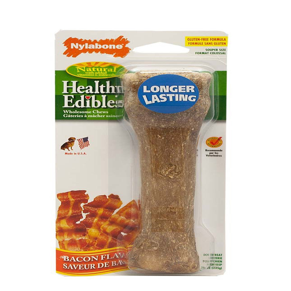 Nylabone Healthy Edibles AllNatural Long Lasting Bacon Chew Treats 1 Count, Souper  50 lb