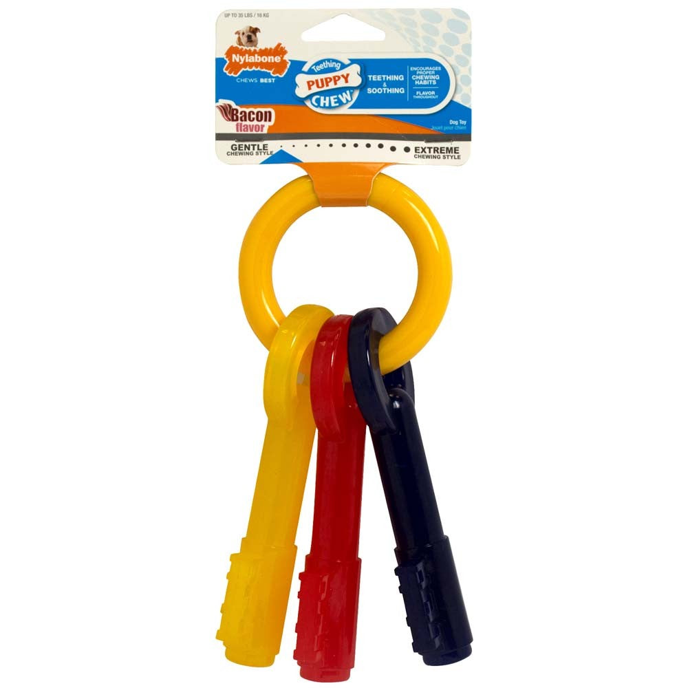 Nylabone Just for Puppies Teething Chew Toy Keys Chew Toy Keys Bacon 1ea/Medium/Wolf - Up To 35 lb