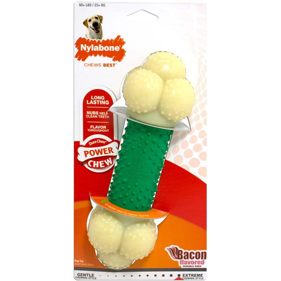 Nylabone Power Chew Double Action Durable Dog Toy Bacon 1ea/XL/Souper - 50+ lb for your Pet Dog with Pet Store X.