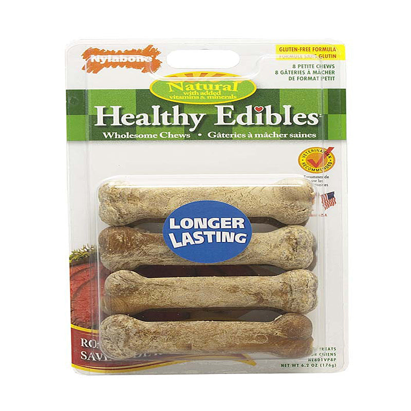 Nylabone Healthy Edibles AllNatural Long Lasting Roast Beef Dog Chew Treats Roast Beef, XS/Petite  Up To 15 Lbs. 8 ct