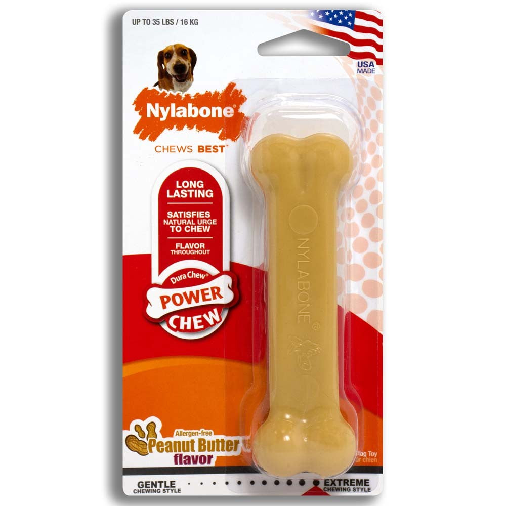 Nylabone Power Chew Dog Toy Peanut Butter 1ea/Medium/Wolf - Up To 35 lb