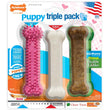 Nylabone Puppy Chew Variety Toy  Treat Triple Pack Chicken  Lamb Starter Kit, SMall/Regular  Up To 25 Ibs.