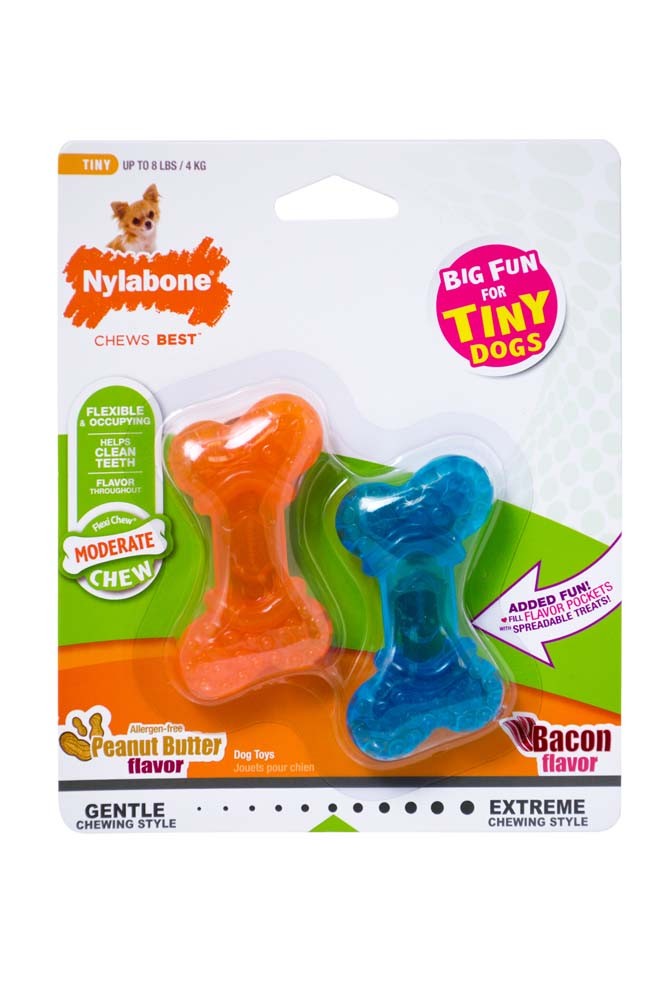 Nylabone Moderate Chew FlexiChew Bone Peanut Butter & Bacon 1ea/XXS/Tiny - Up To 8 lb