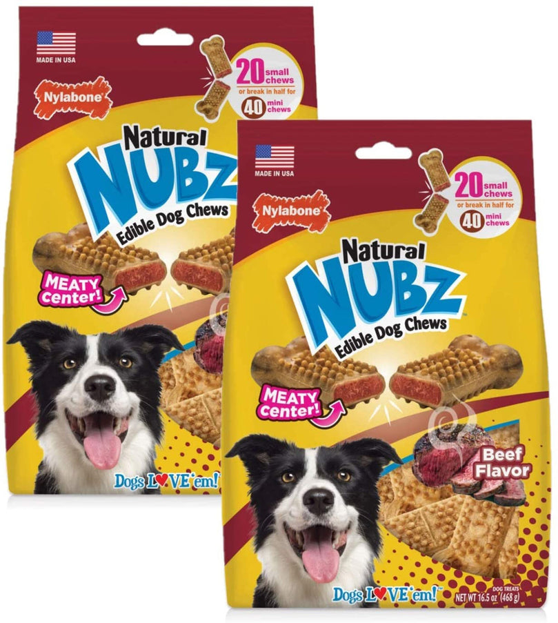 Nylabone Nubz Meaty Center Natural Long Lasting Edible Dog Chews Beef 1ea/SMall - Up To 30 lb for your Pet Dog with Pet Store X.