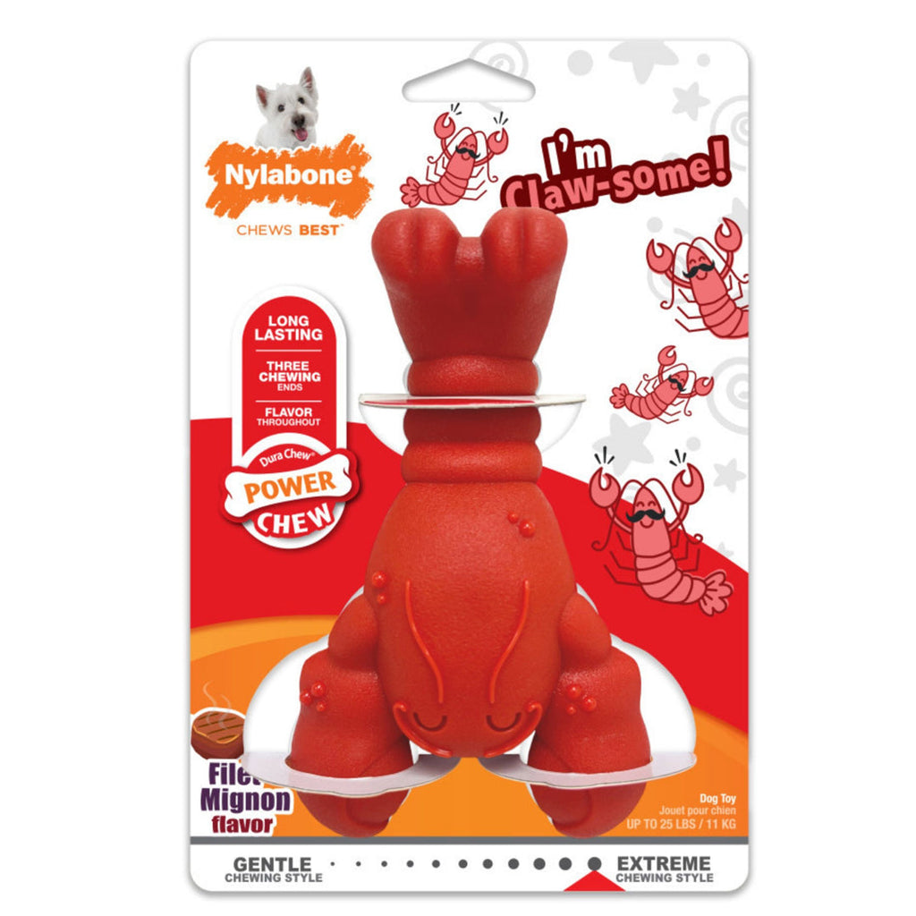 Nylabone Power Chew Lobster Dog Toy Filet Mignon 1ea/Medium/Wolf - Up To 35 lb