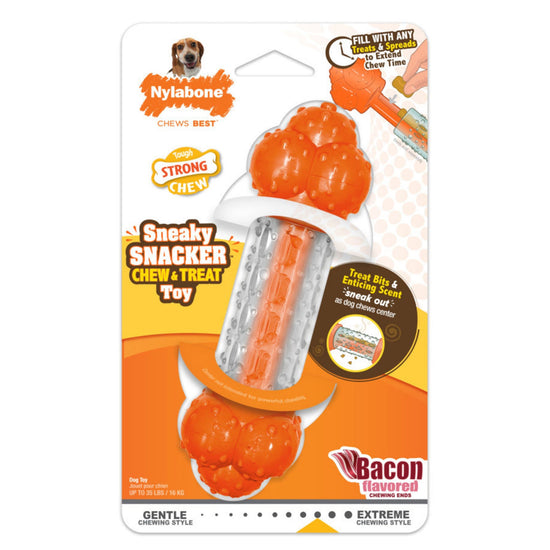 Nylabone Sneaky Snacker Dog Treat Toy Bacon Sneaky Snacker 1ea/Medium/Wolf - Up To 35 lb for your Pet Dog with Pet Store X.