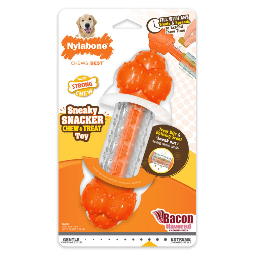 Nylabone Sneaky Snacker Dog Treat Toy Bacon Sneaky Snacker 1ea/Large/Giant - Up To 50 lb