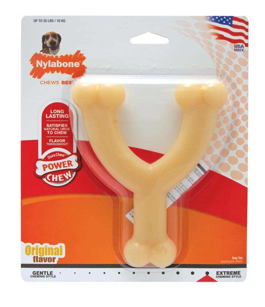 Nylabone Power Chew Long-Lasting Wishbone Dog Toy Adult Dog Original Original 1ea/Medium/Wolf - Up To 35 lb