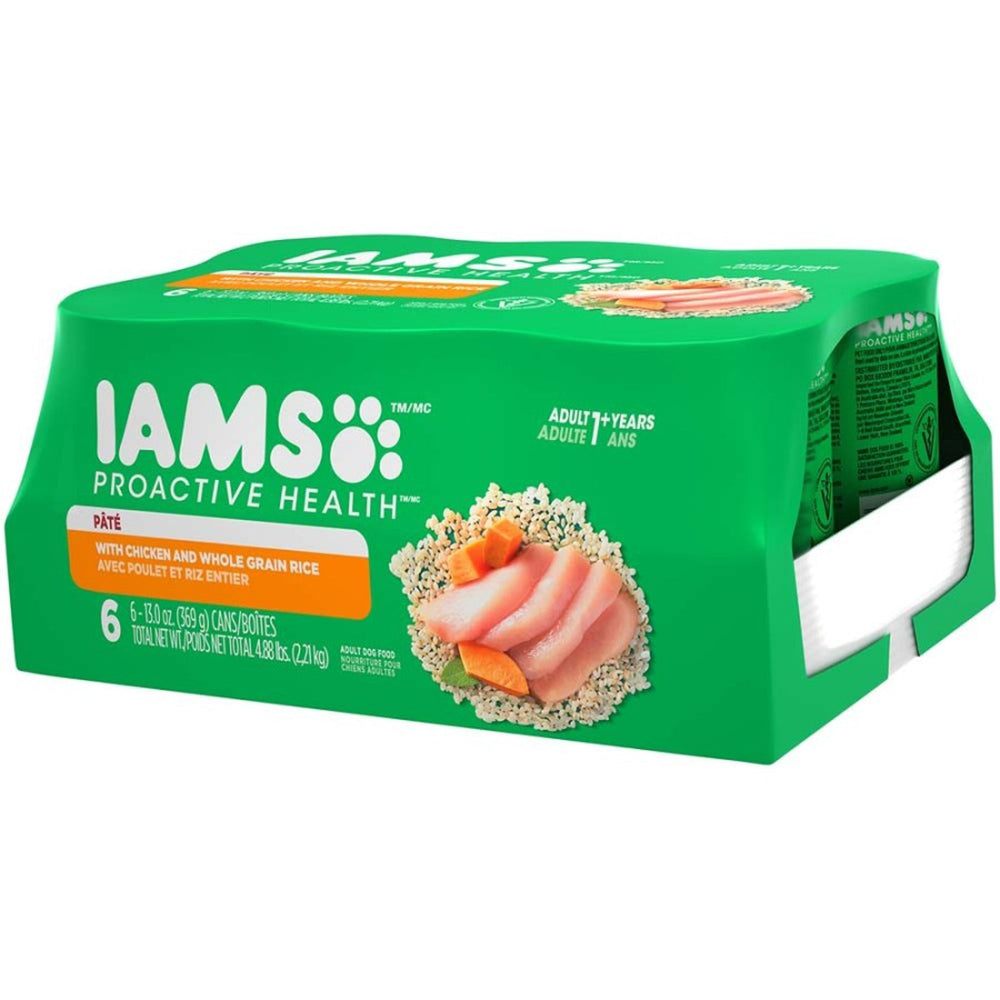 IAMS Proactive Health Paté Adult Wet Dog Food Pate w/Chicken & Rice 13 oz, 6 pk  2 case minimum for your Pet Dog with Pet Store X!