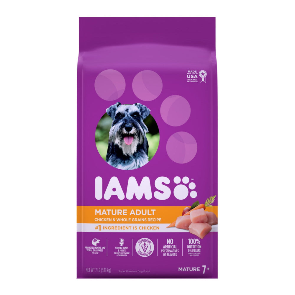 IAMS Mature Adult Senior Dry Dog Food Real Chicken 1ea/7 lb