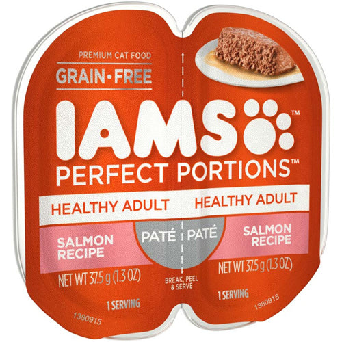 IAMS Perfect Portions Grain Free Healthy Paté Adult Wet Cat Food Salmon 24ea/2.6 oz, 24 pk