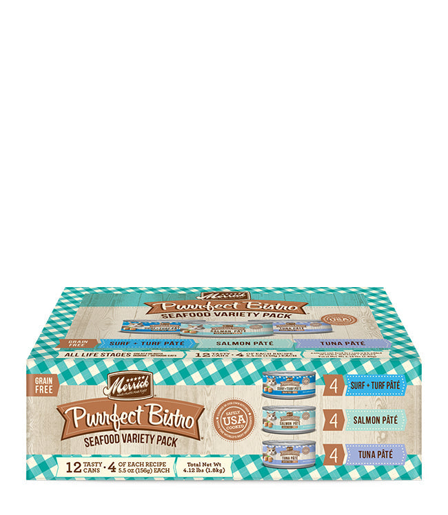 Merrick Merrick Purrfect Bistro Seafood Variety Pack 55 Oz(Case Of 12) for your Pet Cat with Pet Store X!