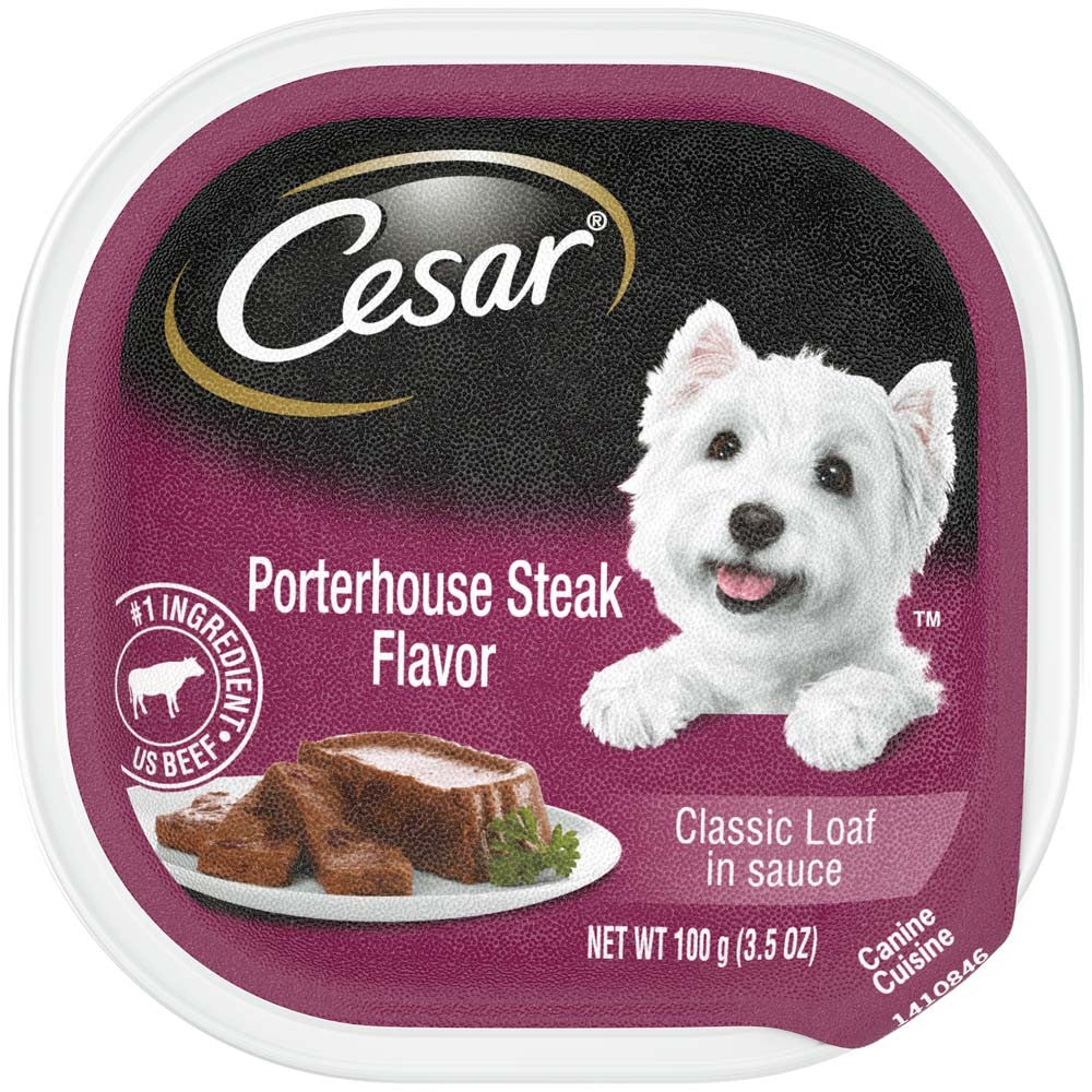 Cesar Classic Loaf in Sauce Adult Wet Dog Food Porterhouse Steak 35oz (Case of 24) for your Pet Dog with Pet Store X!