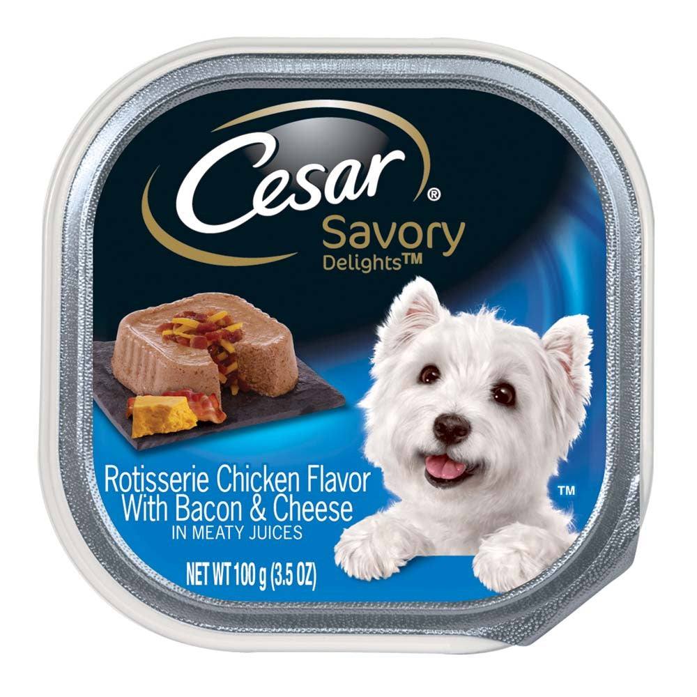 Cesar Loaf & Topper in Sauce Adult Wet Dog Food Rotisserie Chicken w/Bacon & Cheese 35oz (Case of 24) for your Pet Dog with Pet Store X!