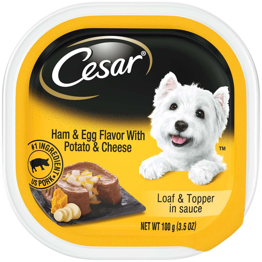 Cesar Loaf & Topper in Sauce Adult Wet Dog Food Ham & Egg w/Potato & Cheese 35oz (Case of 24) for your Pet Dog with Pet Store X!