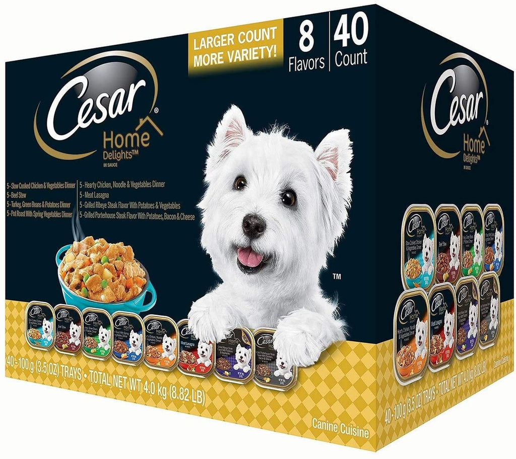 Cesar Home Delights Adult Wet Dog Food Variety Pack (Beef Stew, Turkey Potato & Green Bean, Pot Roast & Vegetables, Chicken Noodle Vegetable) 35oz (Case of 24) for your Pet Dog with Pet Store X!