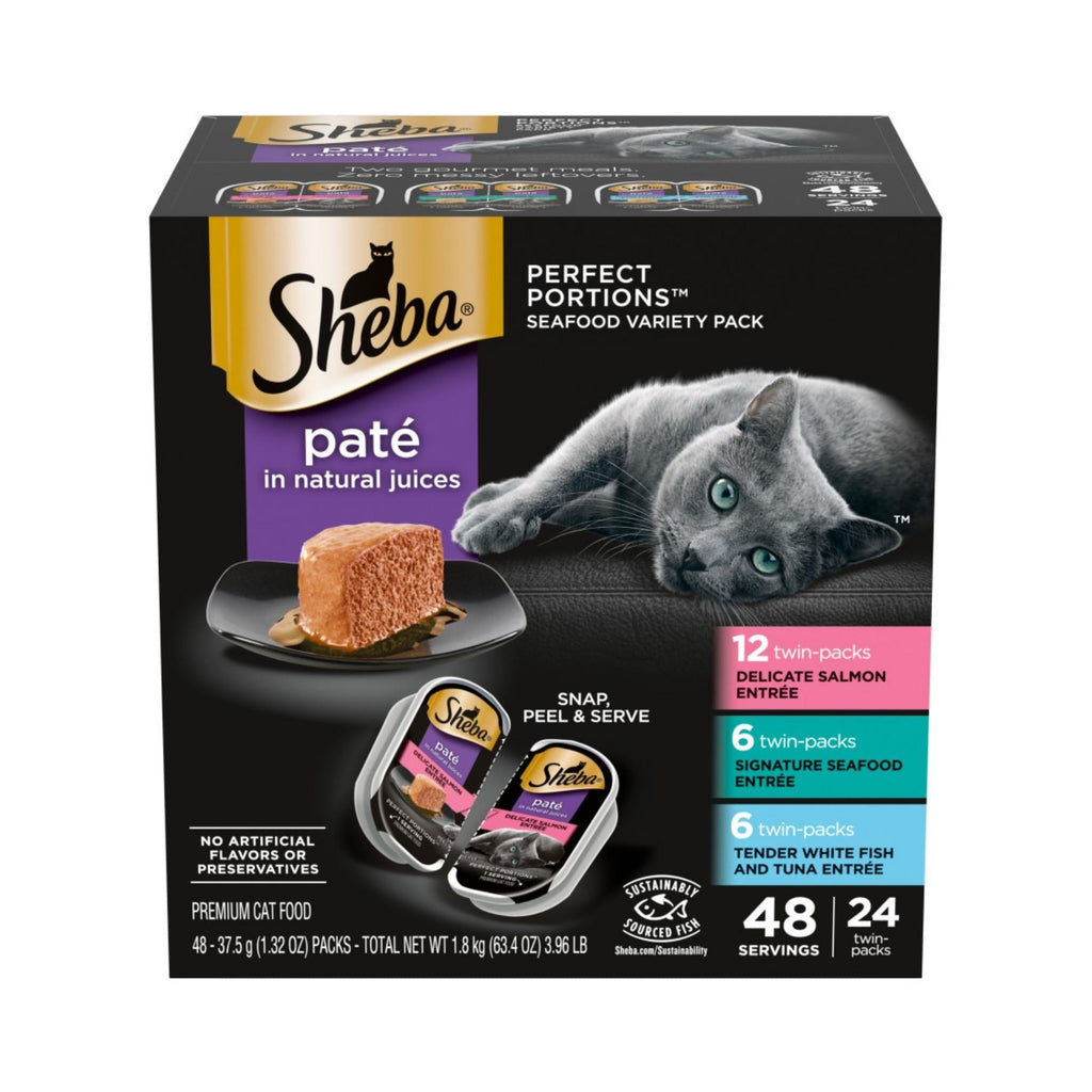 Sheba Perfect Portions Pate Wet Cat Food Seafood Variety Pack (Salmon, Seafood, Whitefish/Tuna), 1ea/265oz for your Pet Cat with Pet Store X!