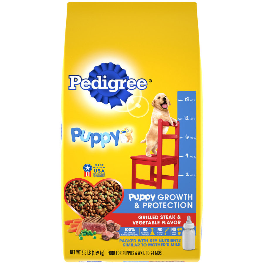 Pedigree Puppy Growth & Protection Dry Dog Food Grilled Steak & Vegetable 1ea/3.5 lb