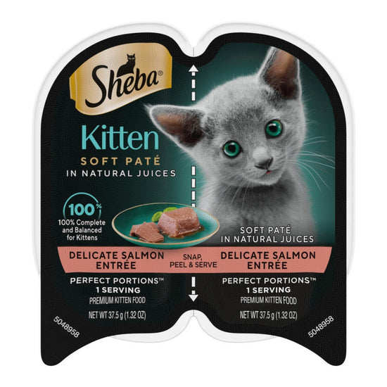 Sheba Perfect Portions Soft Pate Wet Kitten Food Delicate Salmon, 24ea/265oz for your Pet Cat with Pet Store X!