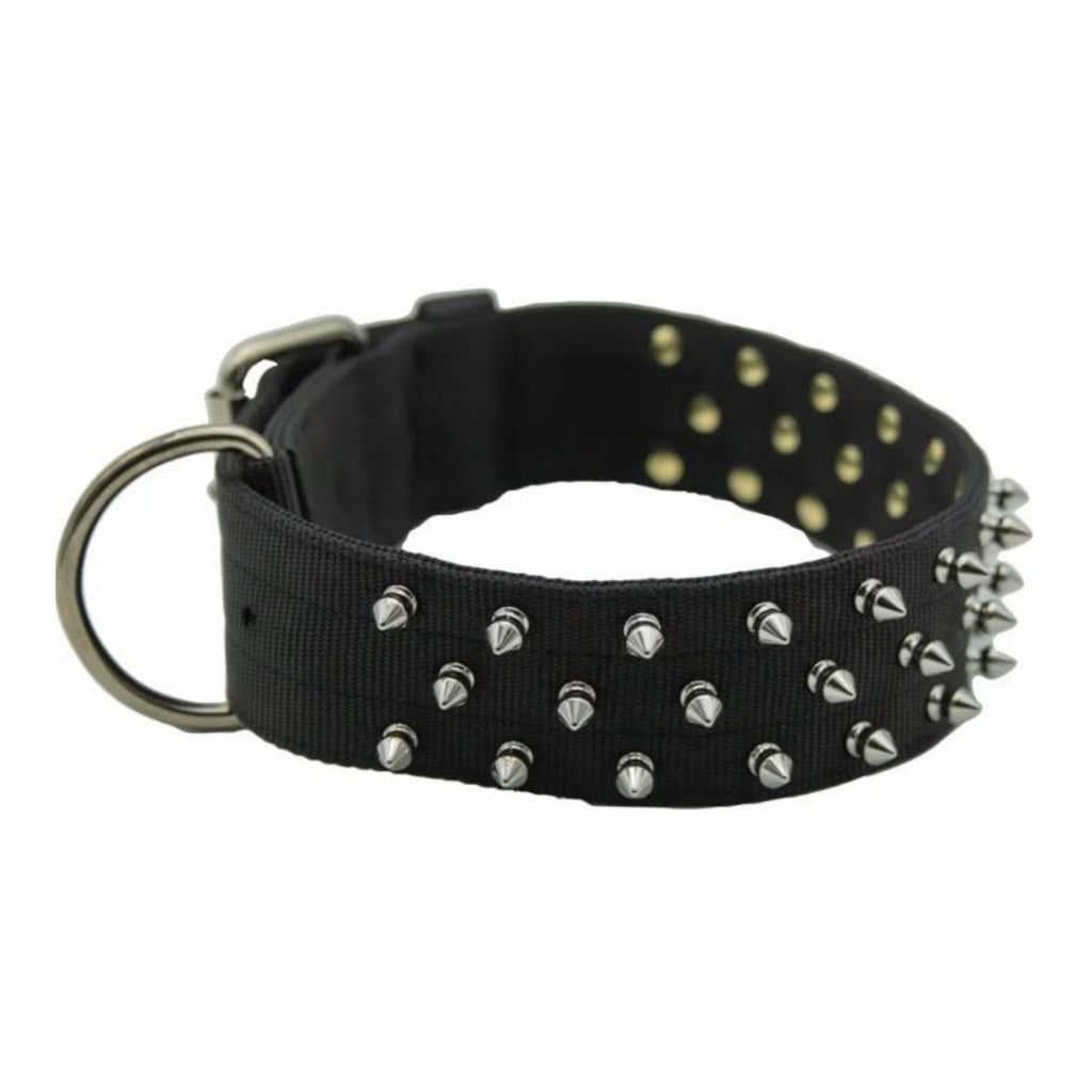 Omni Pet Bravo Nylon Spiked Dog Collar Black 25in.