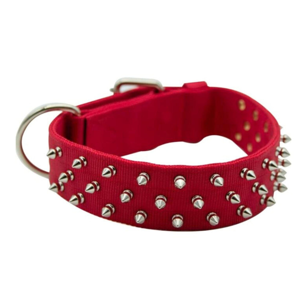 Omni Pet Bravo Nylon Spiked Dog Collar Red 23in.