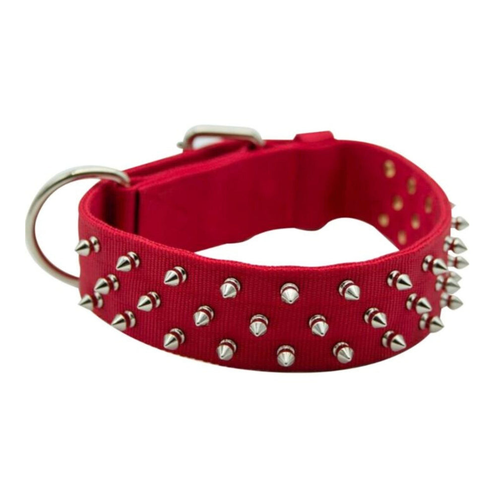 Omni Pet Bravo Nylon Spiked Dog Collar Red 29in.