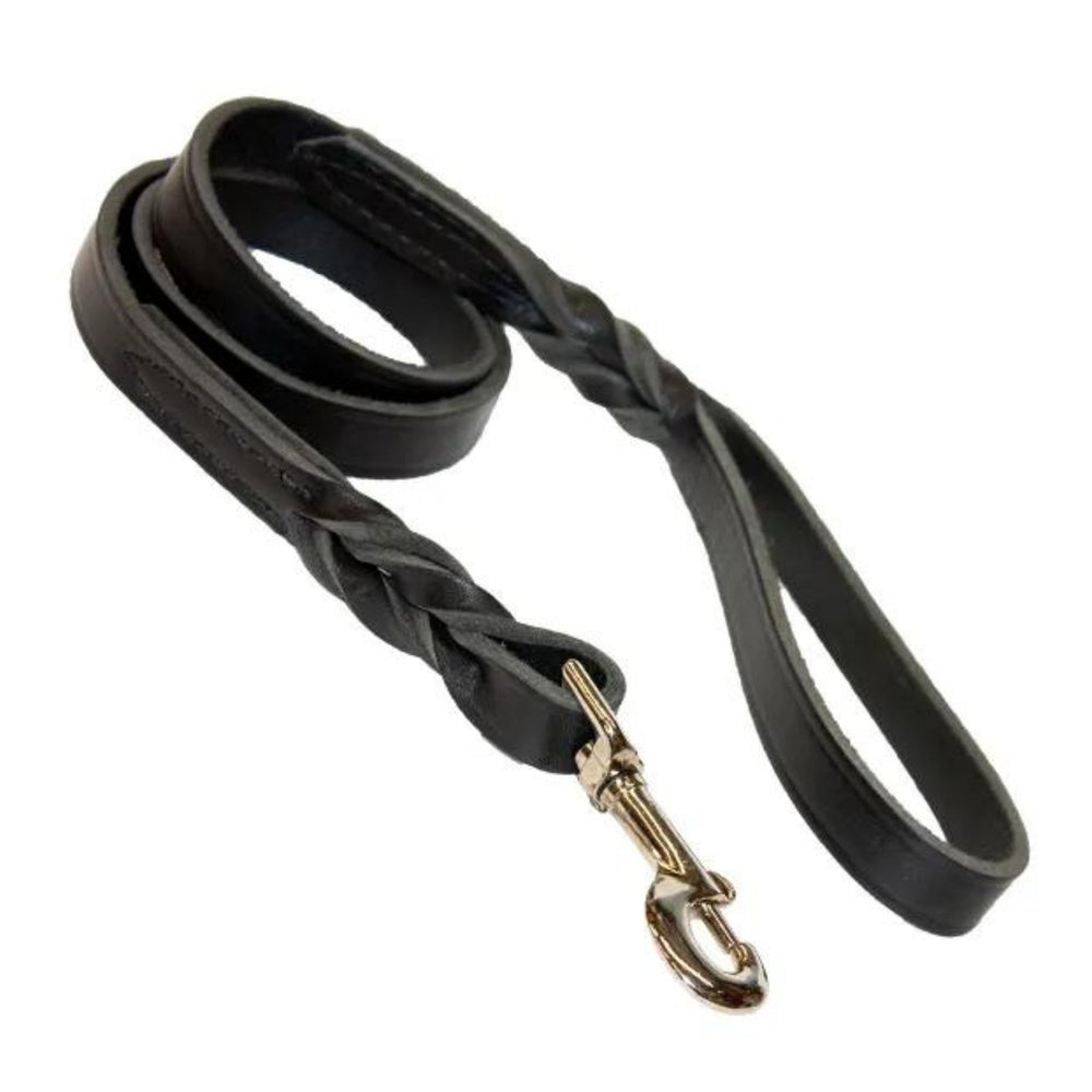 Omni Pet Omnipet Latigo Twist Leather Lead Black 3/4in. x 6ft.