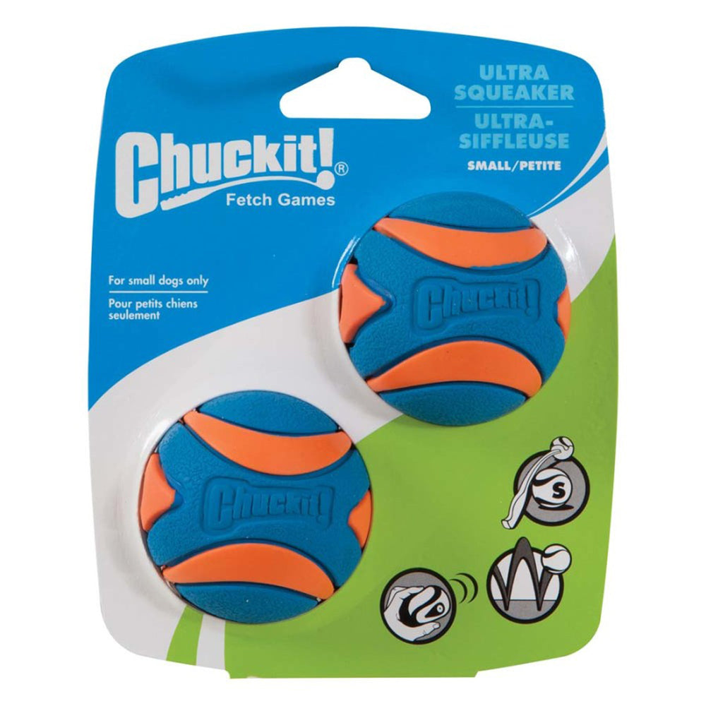 Chuckit! Ultra Squeaker Balls Dog Toy Blue/Orange 1ea/2 pk, SM for your Pet Dog with Pet Store X.