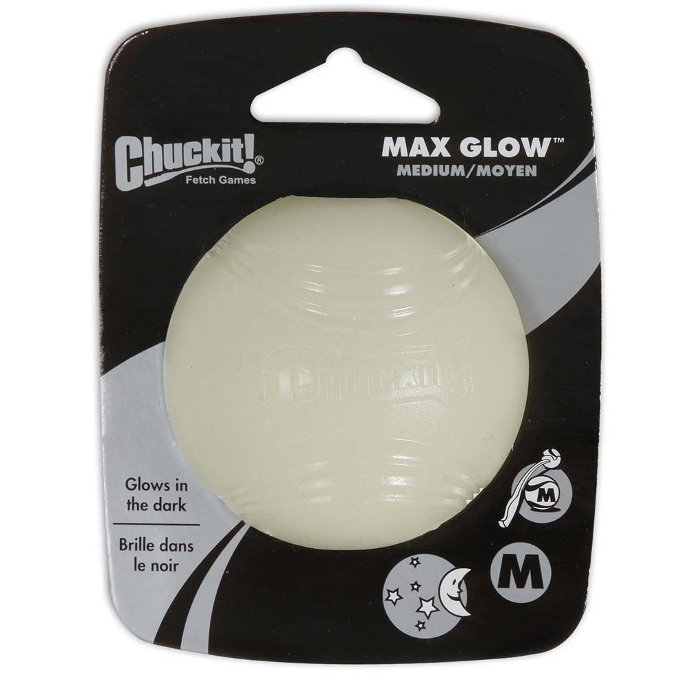 Chuckit! Max Glow Ball Dog Toy White 1ea/MD for your Pet Dog with Pet Store X.