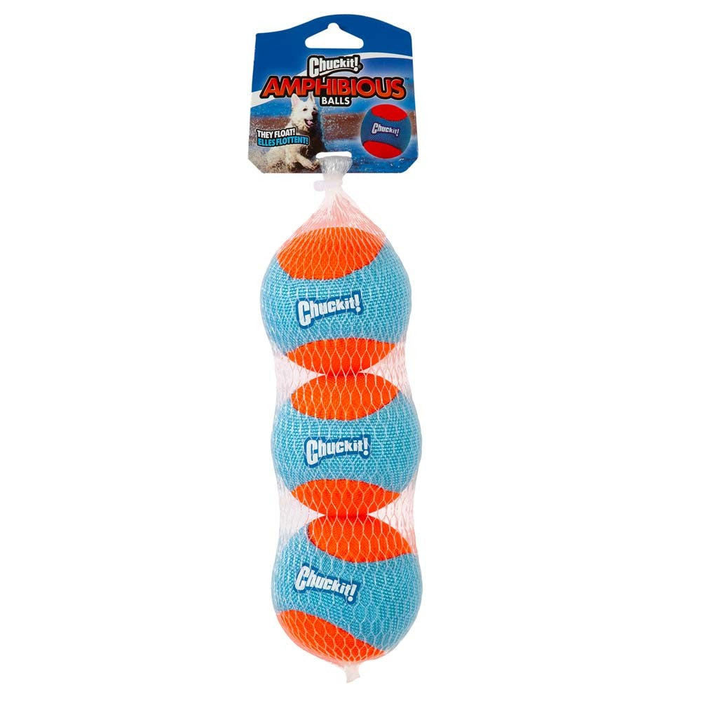 Chuckit! Amphibious Balls Dog Toy Blue/Orange 1ea/3 pk, MD for your Pet Dog with Pet Store X.