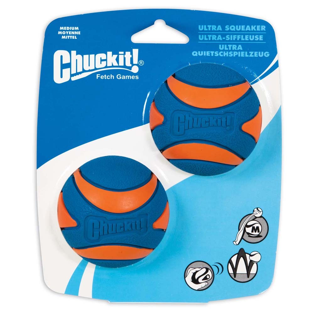 Chuckit! Ultra Squeaker Balls Dog Toy Blue/Orange 1ea/2 pk, MD for your Pet Dog with Pet Store X.