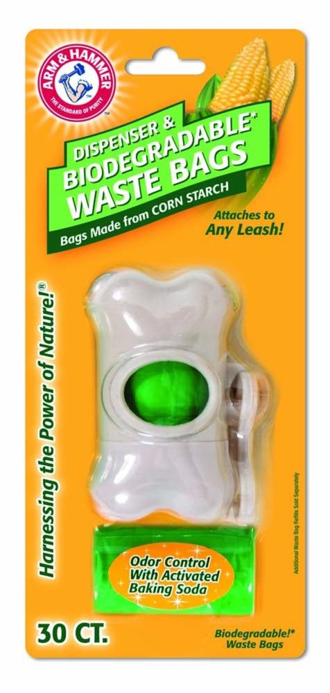 Arm & Hammer Bone Dispenser & Disposable Corn Starch Waste Bags White, Green 1ea/One Size, 30 ct for your Pet Dog with Pet Store X.