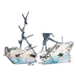 Penn-Plax Split Shipwreck Air Aquarium Ornament Blue, White 1ea