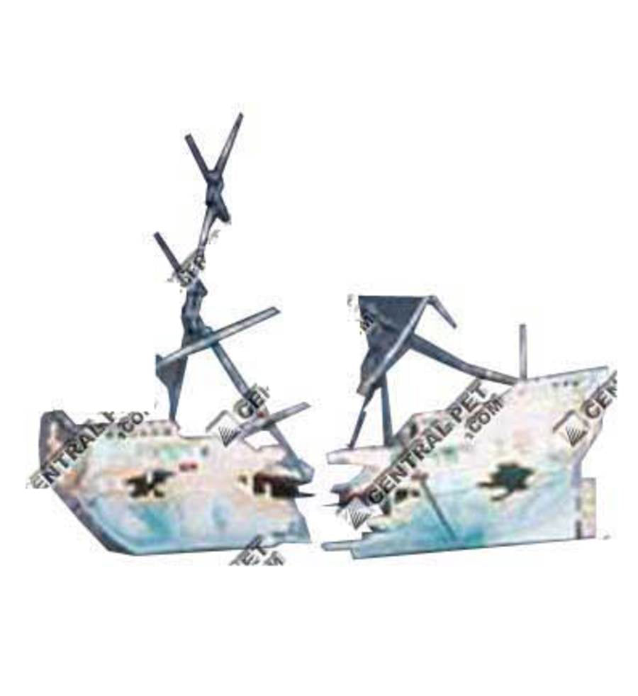 Penn-Plax Split Shipwreck Air Aquarium Ornament Blue, White 1ea for your Pet Fish.