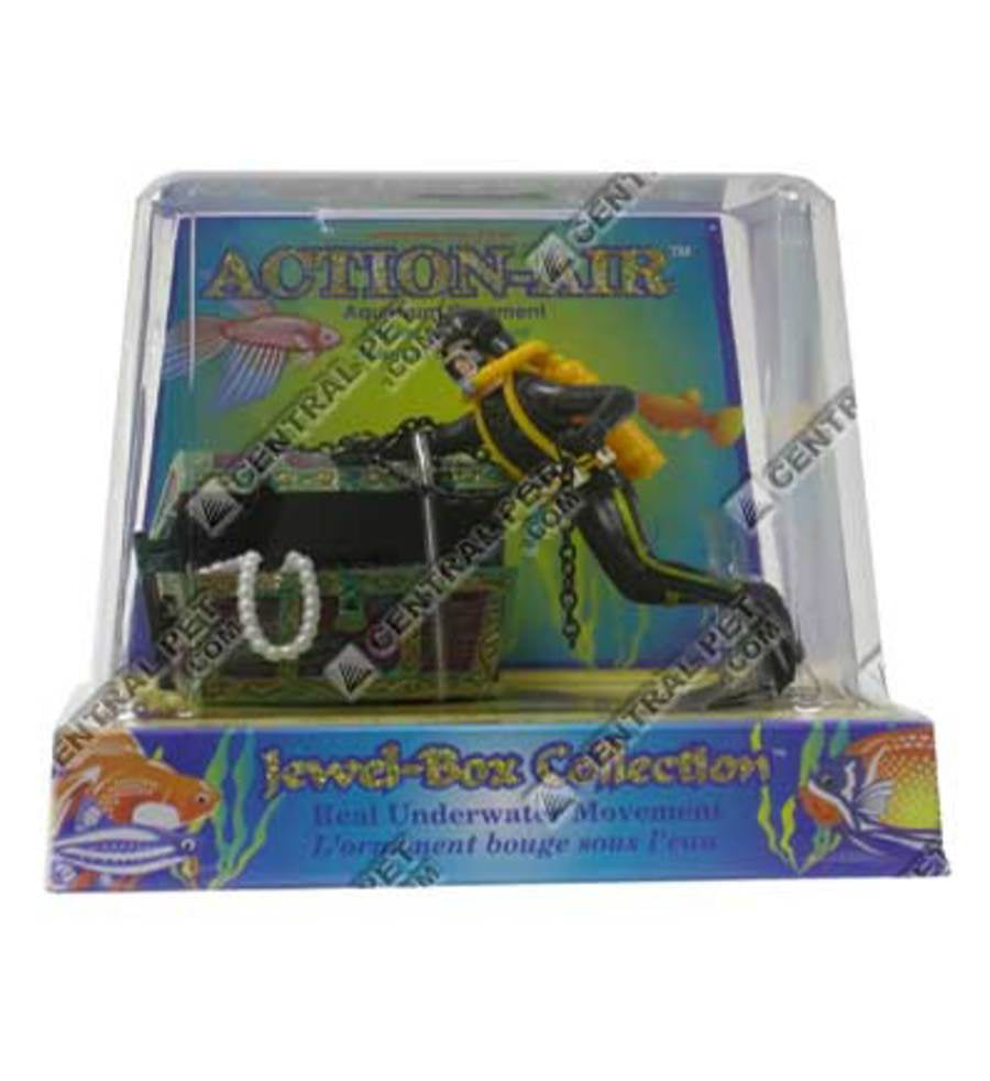 Penn-Plax Treasure Diver Air Aquarium Ornament Multi-Color 1ea/4 in for your Pet Fish.