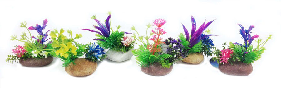 Penn-Plax Rock Aquarium Plant Style Assorted 6ea/6 in, 6 ct