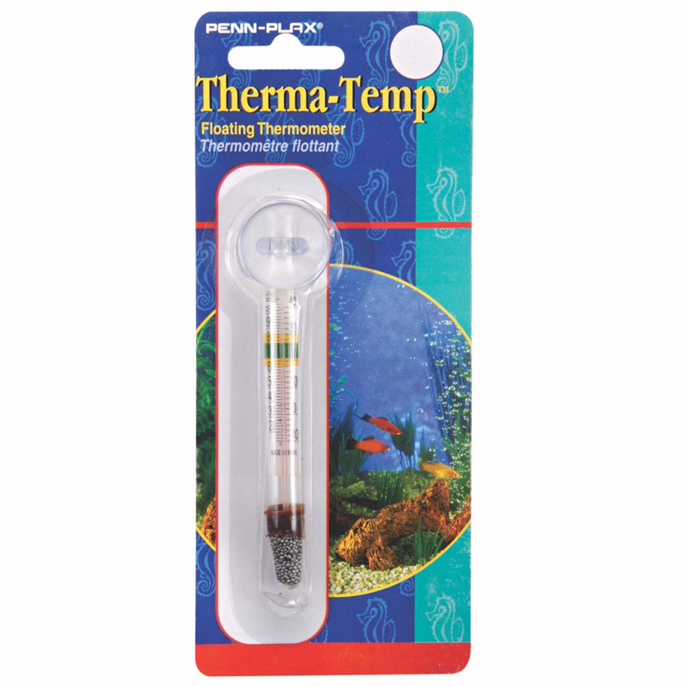 Penn-Plax Therma-Temp Floating Aquarium Thermometer Clear 1ea/4.25 in for your Pet Fish.