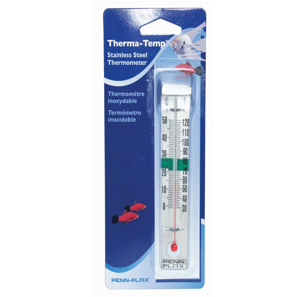 Penn-Plax Therma-Temp Stainless Steel Aquarium Thermometer Silver 1ea/4.75 in for your Pet Fish.