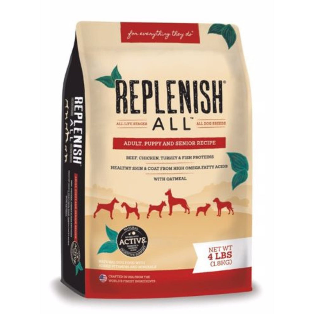 Replenish All Multi Protein All Stages Dog Food Beef/Chiken/Turkey/Fish 4 Lb