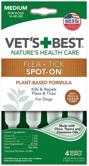 Vet's Best Flea and Tick Spot-On 1ea/31 ml, 4 ct for your Pet Dog with Pet Store X.