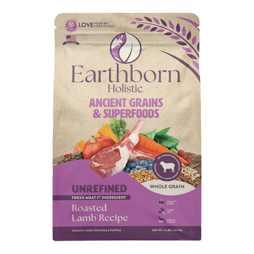 Earthborn Dog Unrefined Ancient Grains Lamb 4Lb for your Pet Dog with Pet Store X!