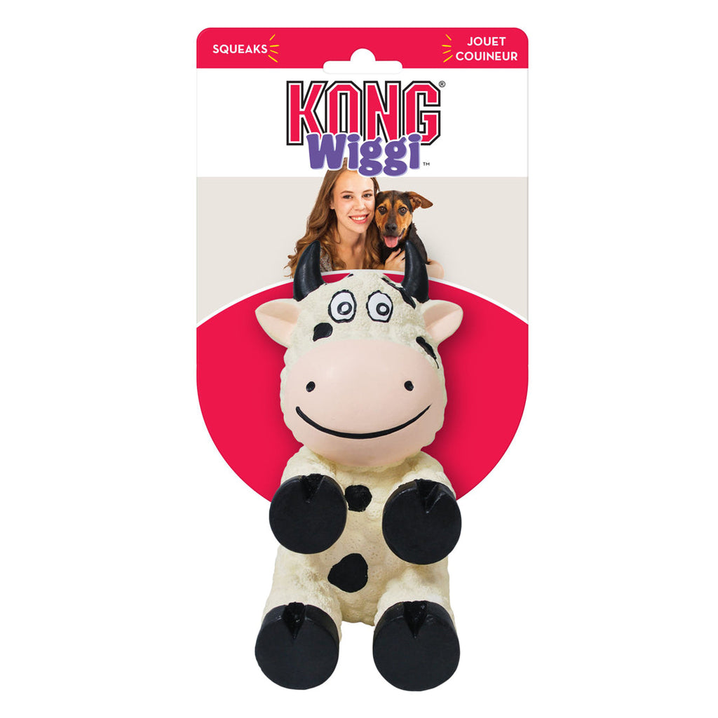 KONG Wiggi Cow Dog Toy 1ea/SM