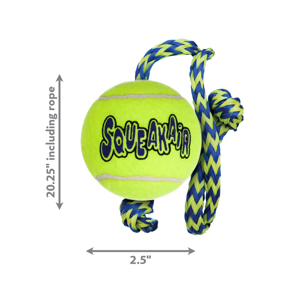 KONG Air Dog Squeaker Tennis Ball With Rope Dog Toy 1ea/MD