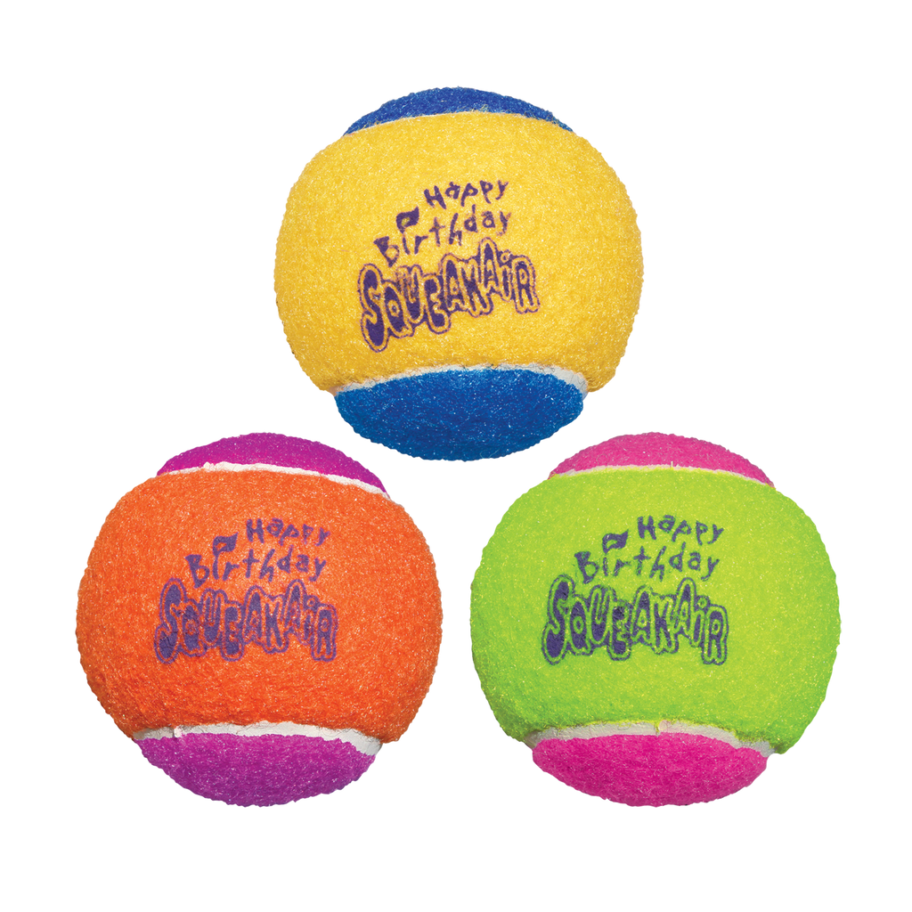 KONG Air Dog Squeaker Dog Toy Birthday Balls Assorted 1ea/3 pk, MD